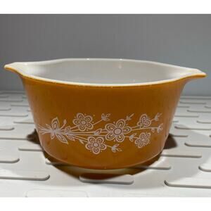 Vintage Pyrex Harvest Gold 473B Butterfly Pattern Casserole Dish No Lid